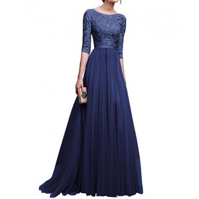 European and American Autumn and Winter Foreign Trade New Evening Dress Wish Popular Chiffon Evening Long Dress