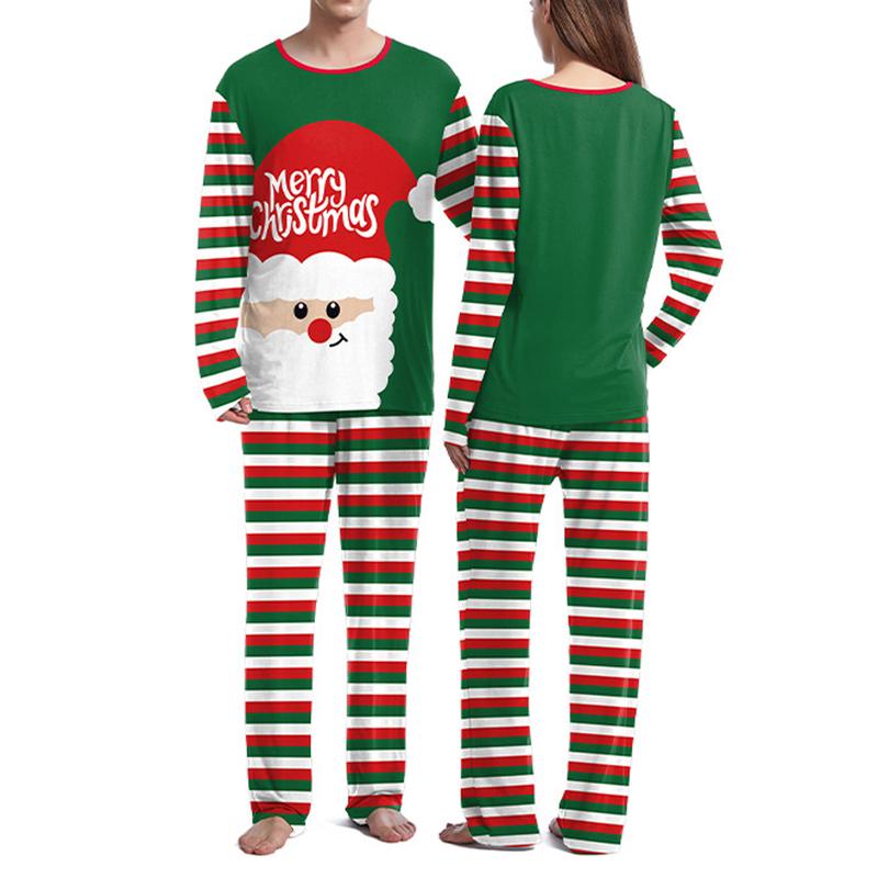 Adult 2 Piece Pajama Set Christmas Print Long Sleeves Shirt and Elastic Pants Loungewear Soft Sleepwear for Nightwear Couple Matching Sets