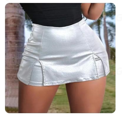 Women's Split Hem High Waist Skinny PU Shorts, Shorts for Women, Back To School Outfits, Stretchy Zip Back Faux Leather Skort for Holiday Club Daily Wear, Lady Summer Bottoms for All Seasons, Fall Clothes