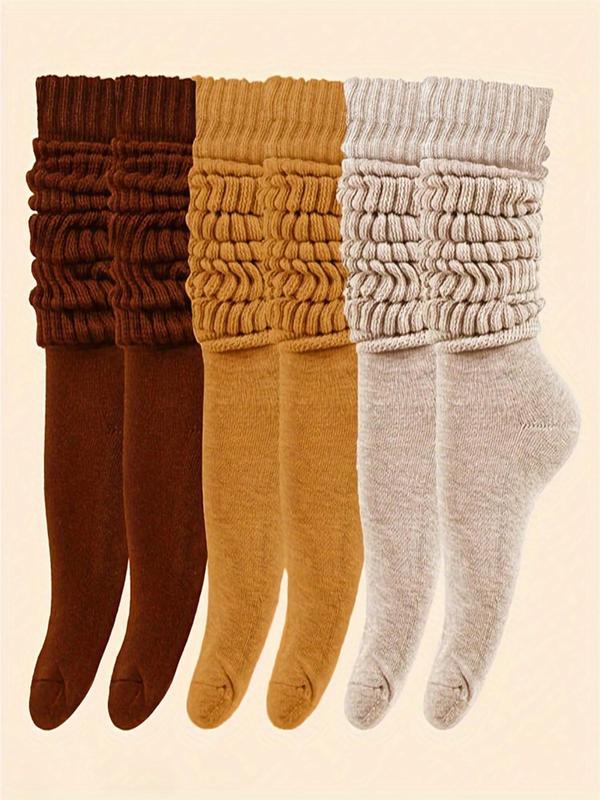 Women's Solid Over The Calf Slouch Socks, Fashion Casual Cozy Warm Socks for Daily Outdoor Wear, Women Socks for Fall Winter Long Socks