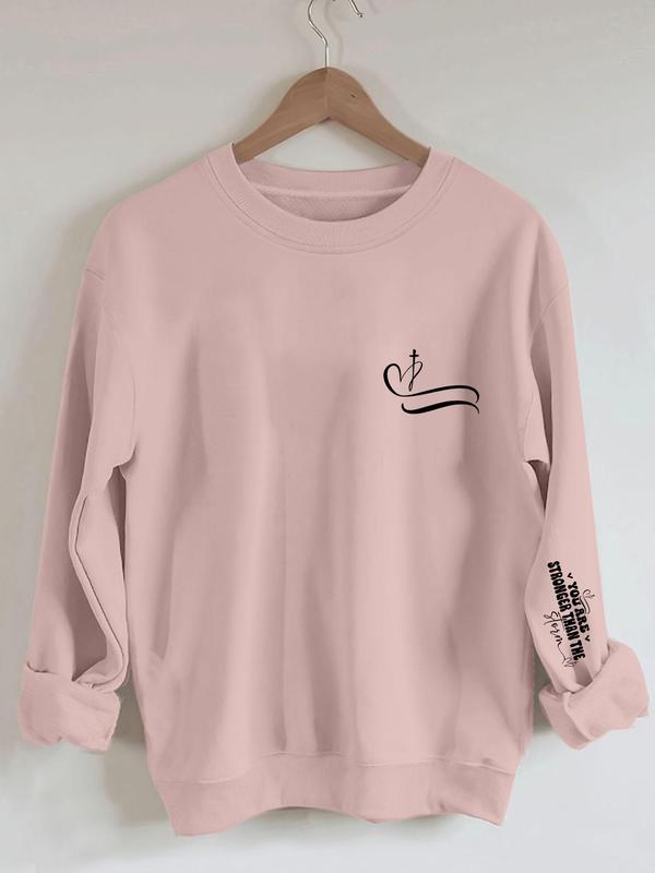 Women's Letter Print Round Neck Sweatshirt, Casual Long Sleeve Crew Neck Pullover for Spring & Fall, Fashion Women's Top for Daily Wear