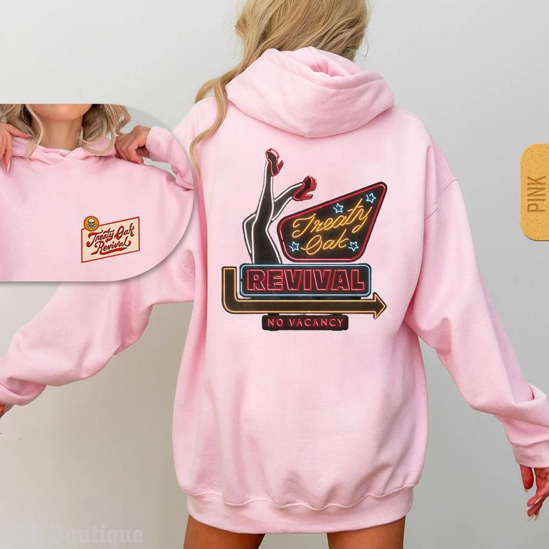 Treaty Oak Revival Hoodie - Bold Neon Sign Design Featuring Retro Inspired Graphic, Perfect for Fans of Vintage Aesthetics and Music Culture, Comfortable Sweatshirts Unisex T shirts for Everyday Wear