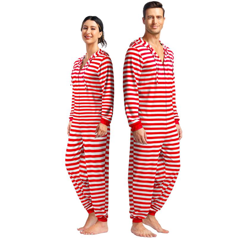 Couple Onesie Pajama Sets, Christmas Pajamas Sets,Hooded Zipper Christmas Matching Plaid Pjs Set for Men and Women Soft Warm Jumpsuit 6396 6397  Dinosaur Print matching christmas pajamas Christmas Matching