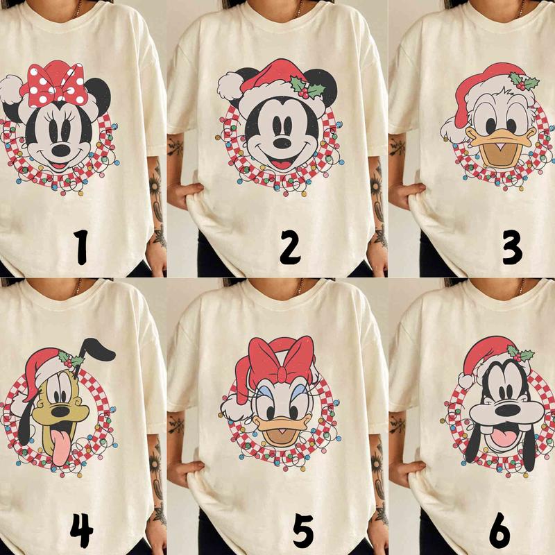 Retro Mickeyy and Friends Checkered Christmas Shirt, Very Merry Christmas Shirt, Disneyy Christmas Shirt, Christmas Gift, Christmas Family Tee N6CMT