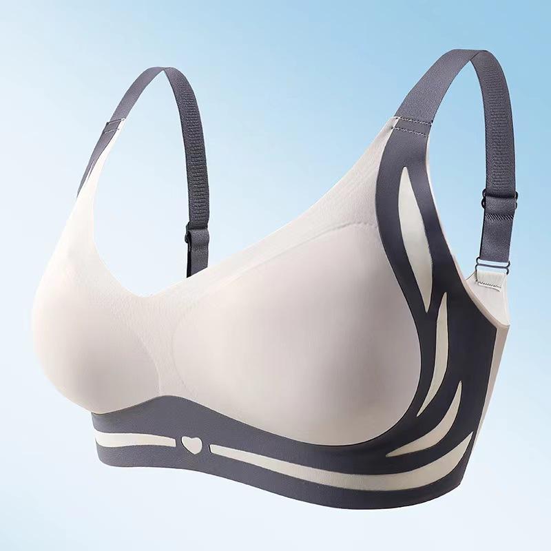 4Pcs Anti Gravity Lifting And Closing Accessories, Light Luxury Feeling Bra, Skin Friendly, Breathable, Comfortable, And Seamless Gathering Without Steel Ring Underwear 4-piece set underwire full Colorblock Wireless Elegant Fabric