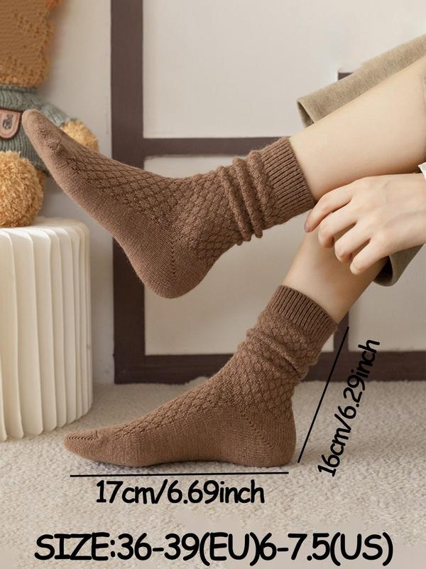 Women's Solid Thermal Lined Crew Socks, Casual Soft Comfy Breathable Socks for Daily Wear, Women's Socks for All Seasons