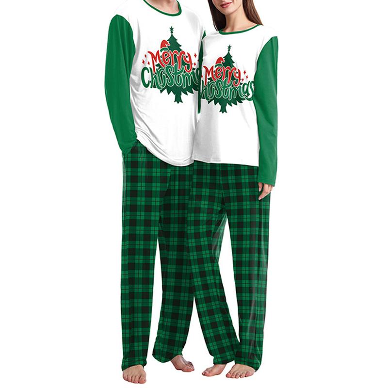 Adult 2 Piece Pajama Set Christmas Print Long Sleeves Shirt and Elastic Pants Loungewear Soft Sleepwear for Nightwear Couple Matching Sets