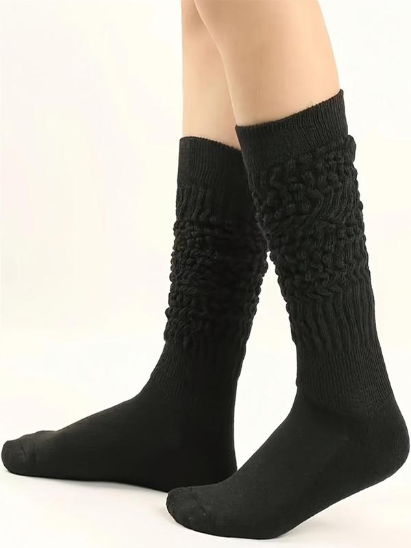 Women's Solid Over The Calf Slouch Socks, Fashion Casual Cozy Warm Socks for Daily Outdoor Wear, Women Socks for Fall Winter Long Socks