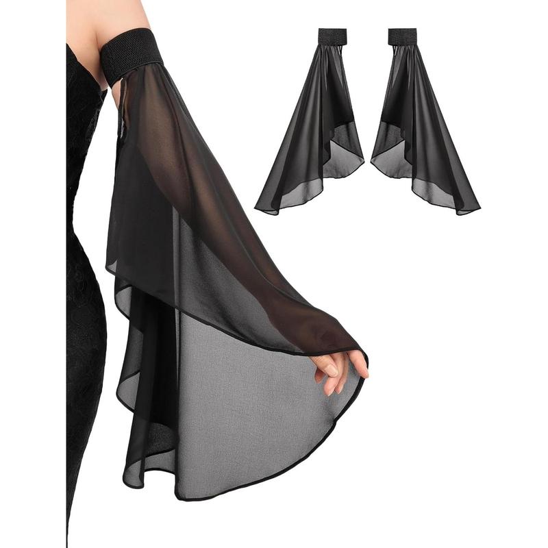 Victorian Long Tulle Sleeves for Women Chiffon Detachable Gloves for Wedding Dress Halloween Party Pageant Breathable Light Womenswear Accessories