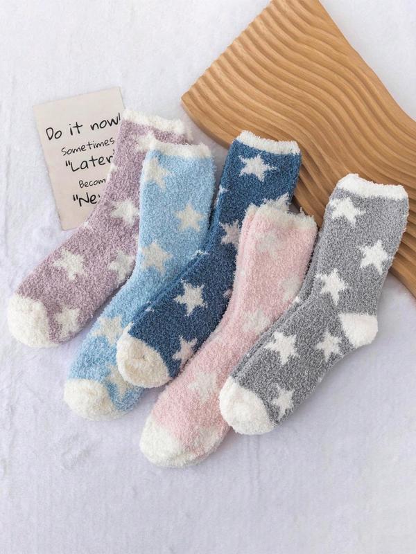 Women's Heart Print Fuzzy Socks, Cozy Warm Multipack Knit Mid Calf Socks, Cheap Stocking Gifts, Comfort Women's Socks, Everyday Womenswear, Fall Wear, Fallfreshness