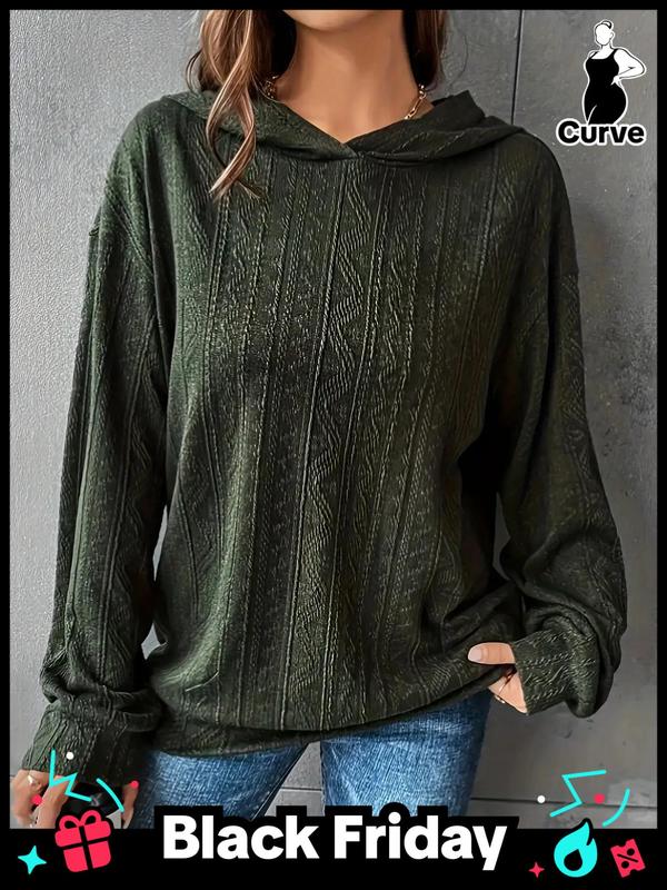  Vintage Textured Hoodie, 2024 New Trendy Casual Long Sleeve Hooded Sweatshirt, 2000s Clothes, Essential Hoodies, Popular Fall Hoodies, Comfort Tops for Lady, Street Wear Vintage Clothing Women's Plus Clothing