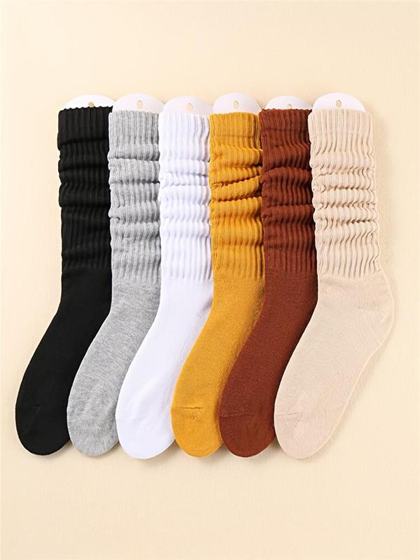 Women's Solid Over The Calf Slouch Socks, Fashion Casual Cozy Warm Socks for Daily Outdoor Wear, Women Socks for Fall Winter Long Socks