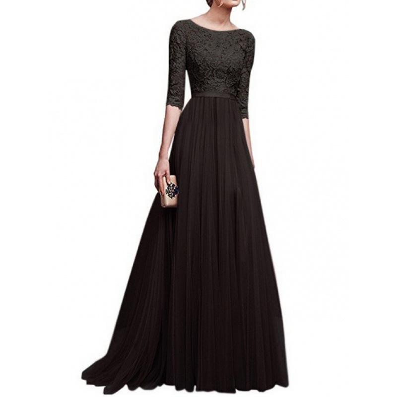 European and American Autumn and Winter Foreign Trade New Evening Dress Wish Popular Chiffon Evening Long Dress