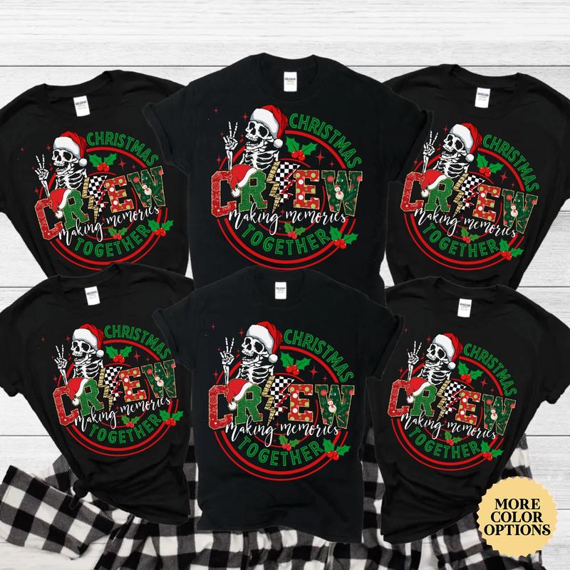 Family Christmas Pajama Shirts, Skeleton Matching Holiday Pajamas for Family, Christmas PJs, Family Christmas TShirts, Christmas Crew Shirts N1