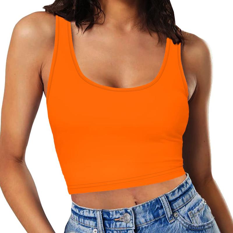 Trending Women's Solid Scoop Neck Tank Top - Casual Sleeveless Cropped Top for Daily Summer Wear, Perfect Ladies' Fashion Staple