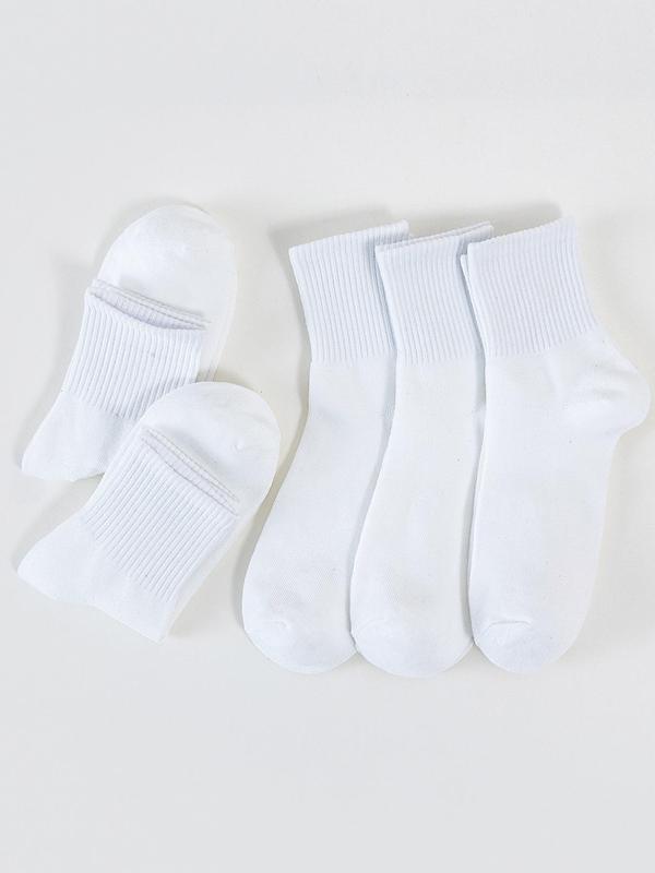 Women's 5 Pairs Solid Crew Socks, Casual Basic Mid-calf Socks, Soft Comfy Breathable Socks For All Seasons Daily Wear