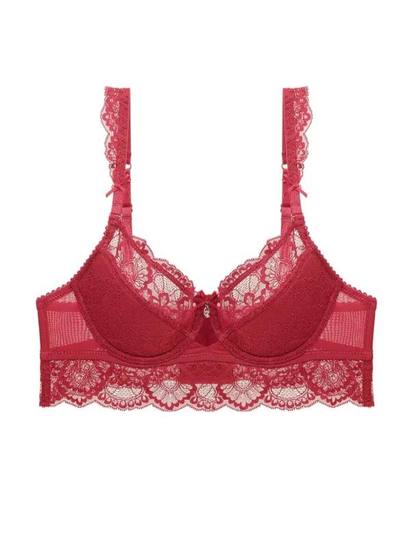 Women's Floral Lace Underwire Bra, Casual Comfortable Breathable Sheer Lingerie Top for Daily Wear, Underwear for All Seasons