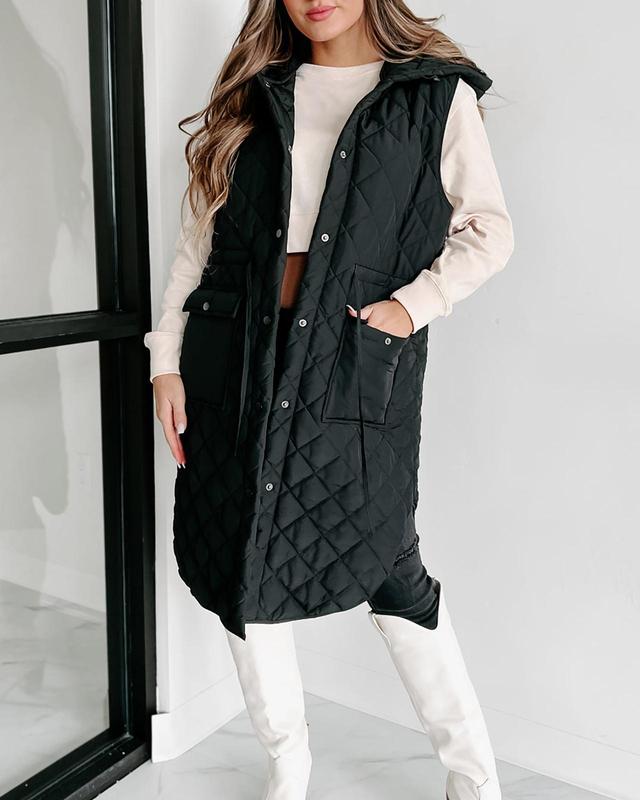 Tankaneo Women's Long Puffer Vest Sleeveless Hood Quilted Winter Outwear Warm Jackets Coats