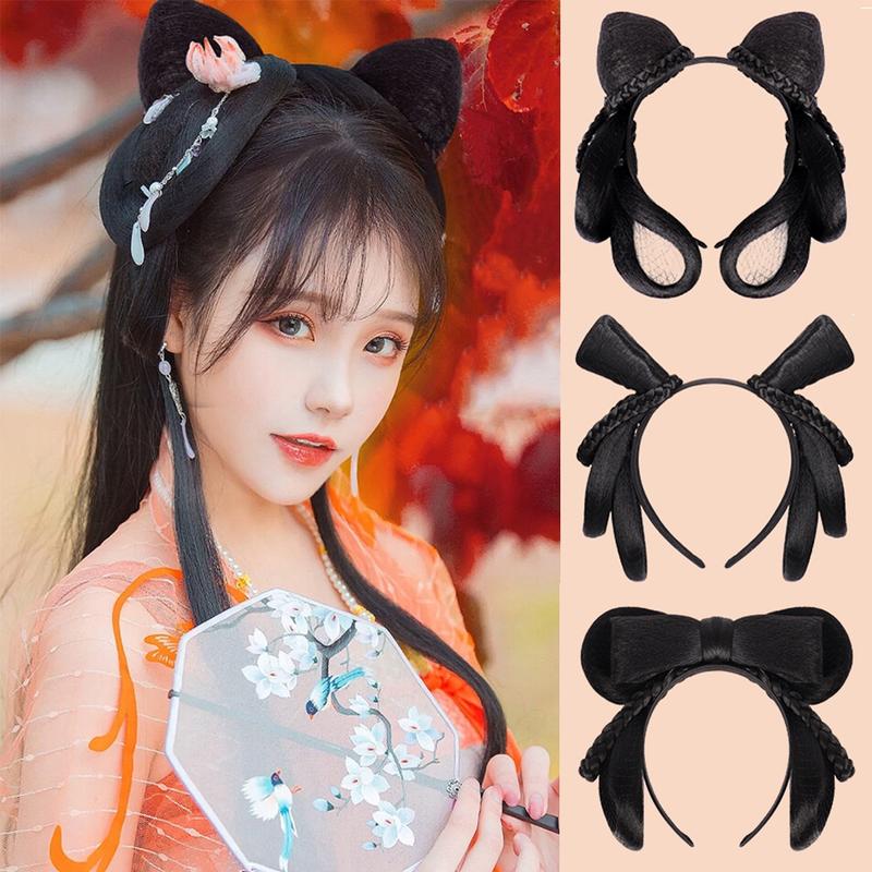 Traditional Chinese retro hair comb, synthetic Hanfu cosplay hair, black hair comb, ancient goddess Princess hair tie