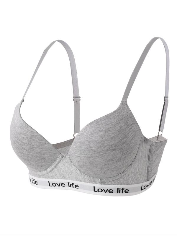 Women's Letter Tape Push Up Bra, Soft Comfortable Breathable Adjustable Strap Underwire Bra, Lingerie for All Seasons