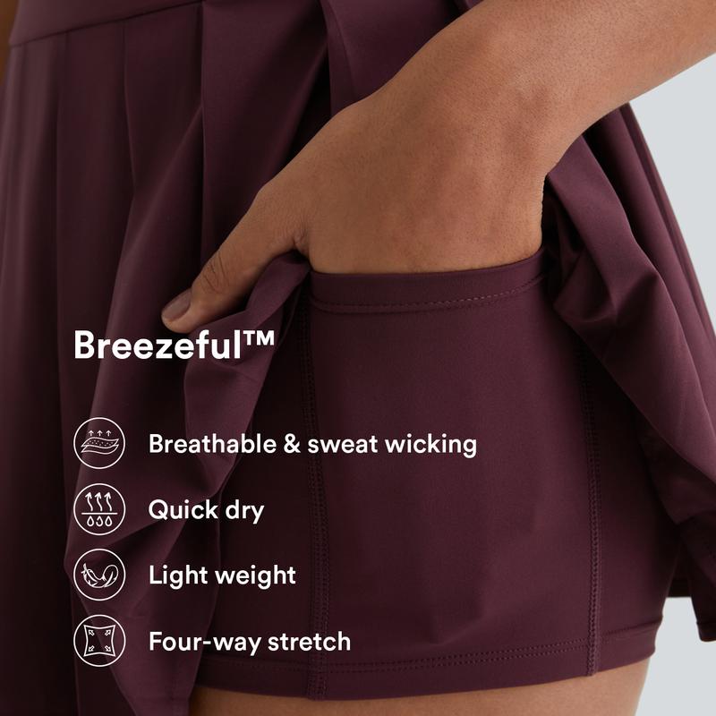 Halara Breezeful High Waisted Pleated 2-in-1 Side Pocket Adjustable Buckle Mini Quick Dry Casual Skirt