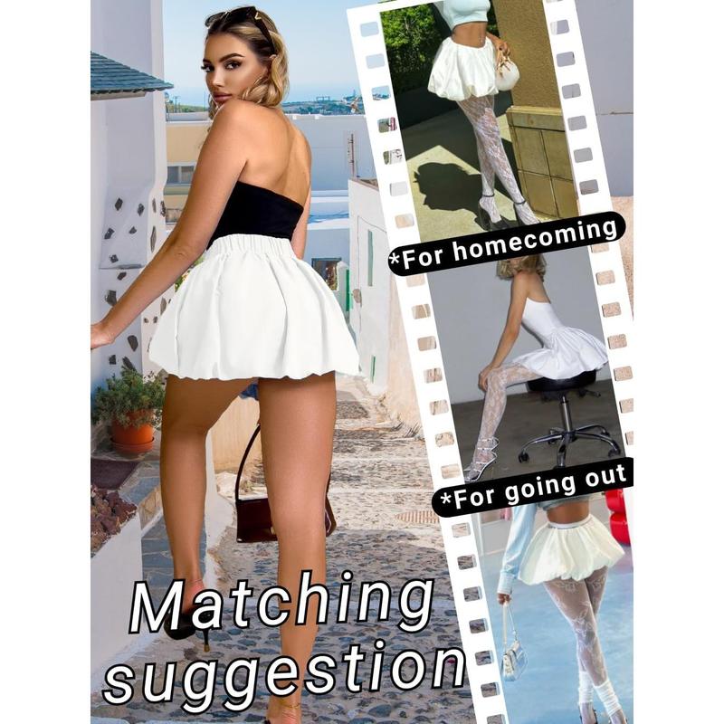 Bubble Mini Skirt for Women, Puff Balloon Short Skirts, Cute Puffy Hem Puffer Going Out, Sexy Club Outfits