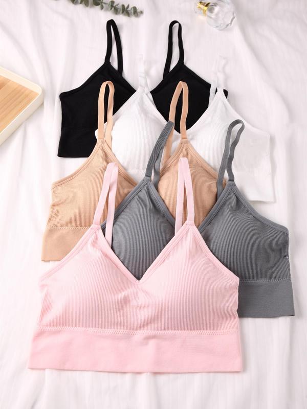 Women's  Plain Adjustable Strap Wireless Bra, Casual Comfortable Breathable Lingerie for Daily Wear, Lingeries for All Seasons