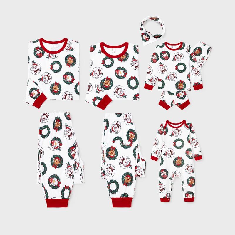 PatPat Christmas Pajamas Family Matching Santa & Reindeer Wreath Pajamas Sets