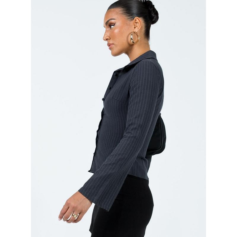 Anni Pinstripe Shirt Black