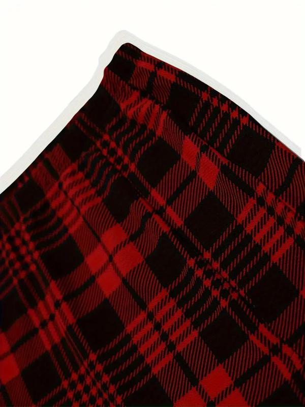 Women's Tartan Print Split Hem Skirt, Casual Fashion Short Skirt for Daily Wear, Ladies Summer Bottoms