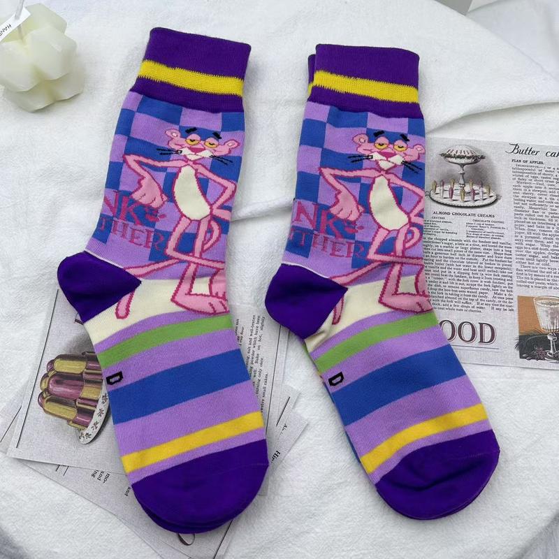 Women's Ins Soft and Breathable Cotton Print Crew Socks for Daily Wear-Mid Calf Socks to e