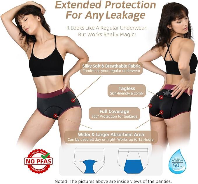 Period Underwear for Women Heavy Flow Extra High Waisted Period Panties Soft Menstrual Leakproof Underwear Womenswear Comfort Lingerie underwear sale