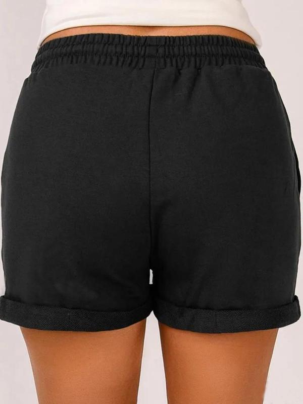  Solid Drawstring Waist Shorts, Summer Clothes Women, Casual Comfy Straight Leg Shorts for Daily Outdoor Wear, Shorts for Women, Women Plus Back To School Clothing for Summer