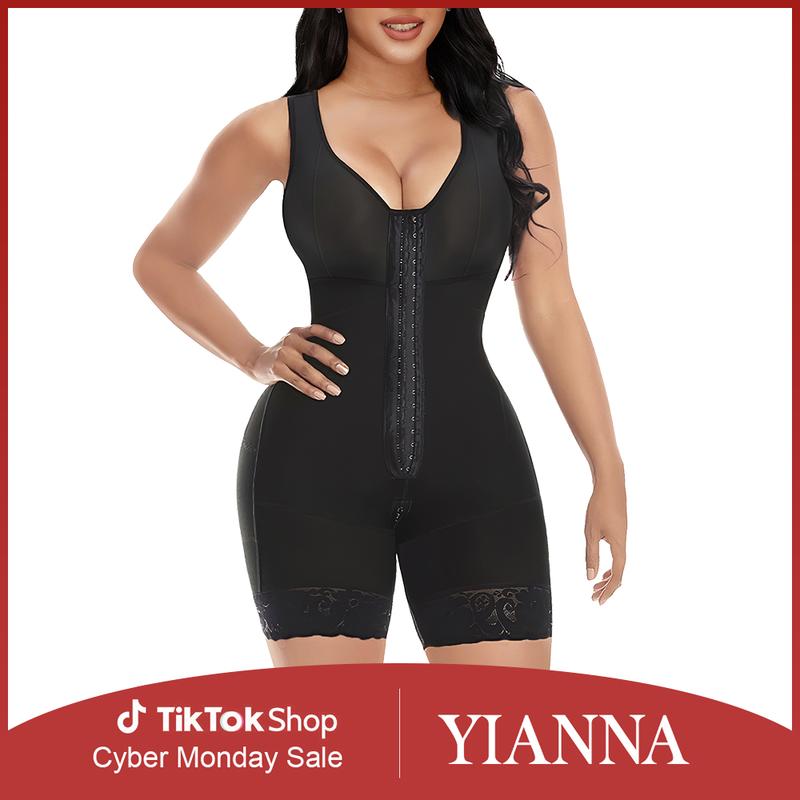 YIANNA Fajas Colombianas Shapewear for Women Tummy Control Full Shapewear Butt Lifter with Zipper Crotch