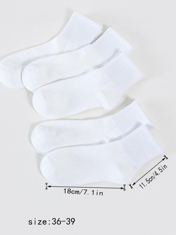 Women's 5 Pairs Solid Crew Socks, Casual Basic Mid-calf Socks, Soft Comfy Breathable Socks For All Seasons Daily Wear