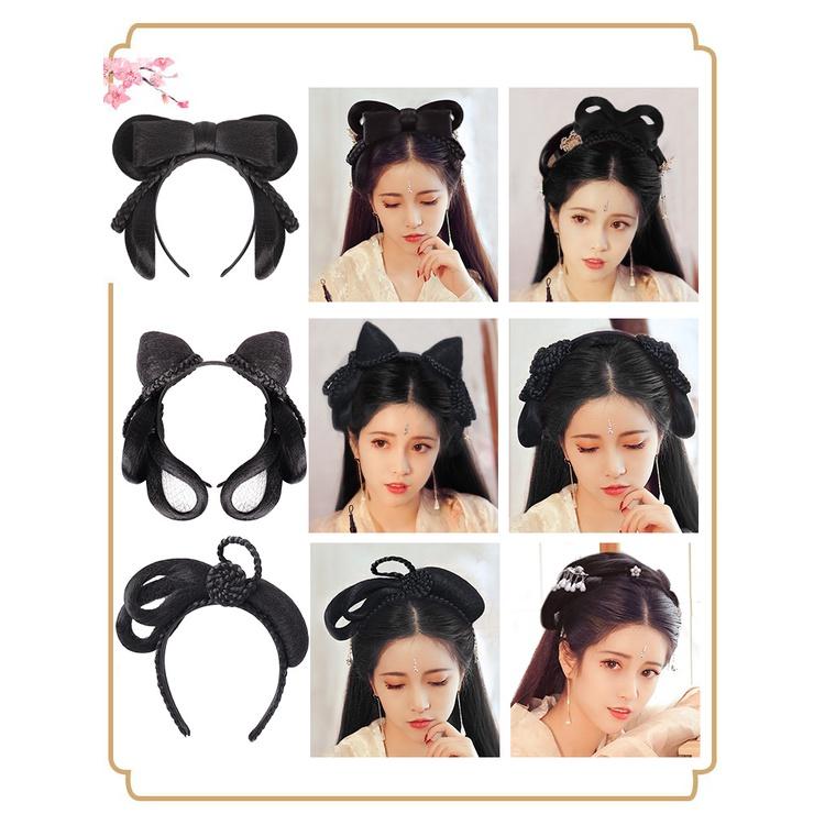 Traditional Chinese retro hair comb, synthetic Hanfu cosplay hair, black hair comb, ancient goddess Princess hair tie