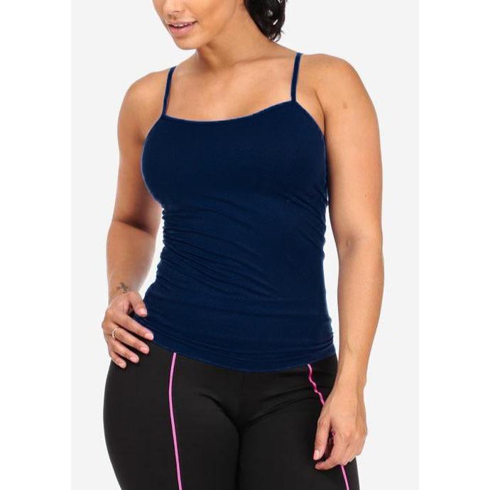 One Size Spaghetti Strap Seamless Top (Navy)