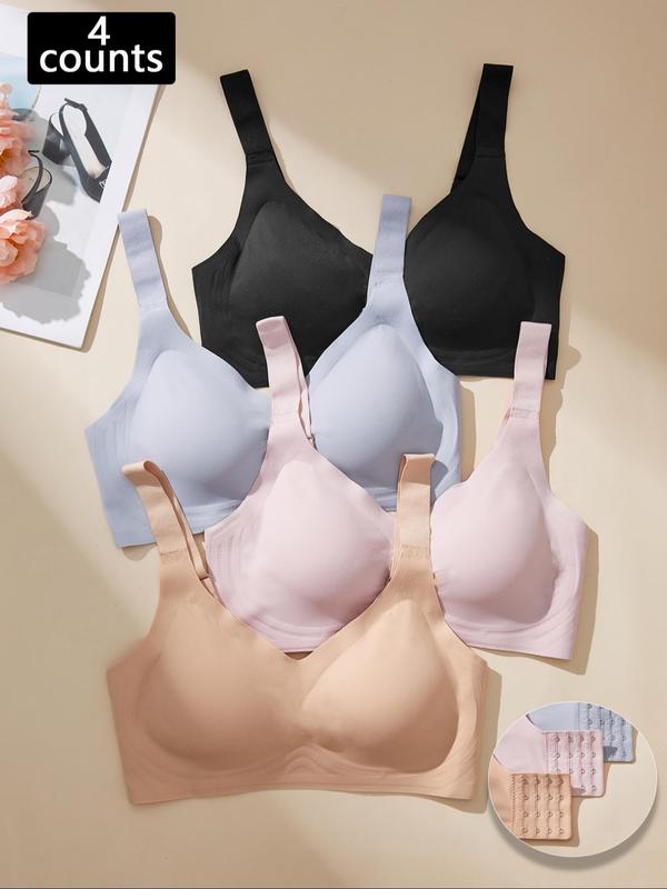 Women's Solid Wireless Bra, Breathable Comfortable Detachable Pads Bra, Softness Women's Lingerie for All Seasons