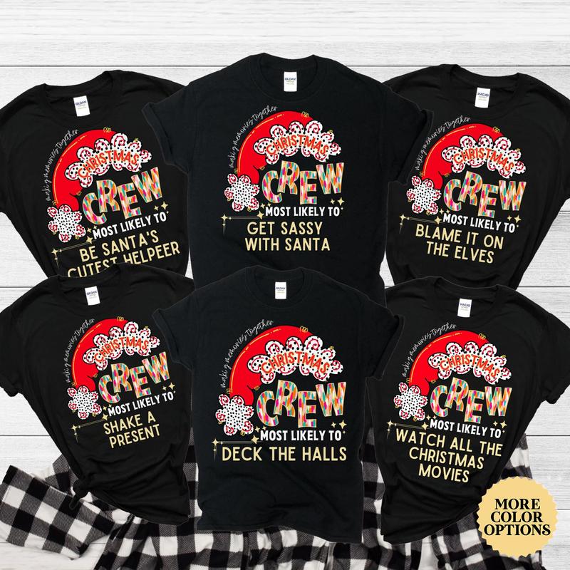 Family Christmas Pajama Shirts, Matching Family Christmas Pajamas, Holiday Pajamas, Christmas PJs Family, Christmas Crew Most Likely To Tops NN52