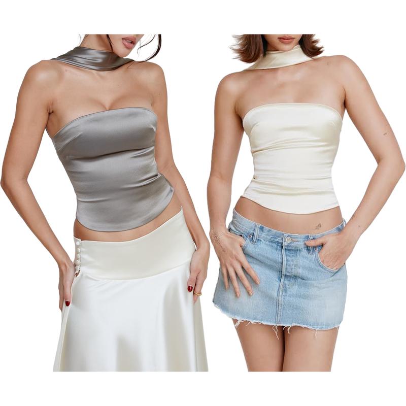 Women Halter Tank Tops Solid Color Backless Shirt Sleeveless Crop Tops for Streetwear Summer Aesthetic Grunge Clothes