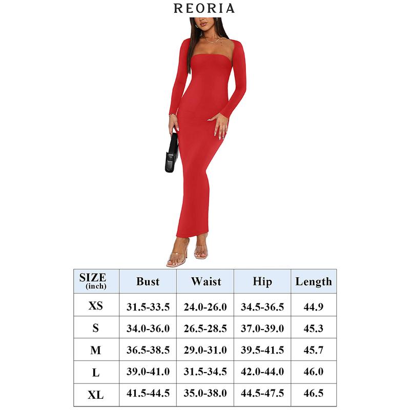 REORIA Womens Sexy Outfits LongSleeves Bolero Shrug Going OutStrapless Fashion Maxi Dress Bodycon Matching Sets Womenswear Elegant Casual Style