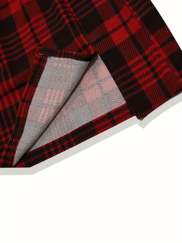 Women's Tartan Print Split Hem Skirt, Casual Fashion Short Skirt for Daily Wear, Ladies Summer Bottoms