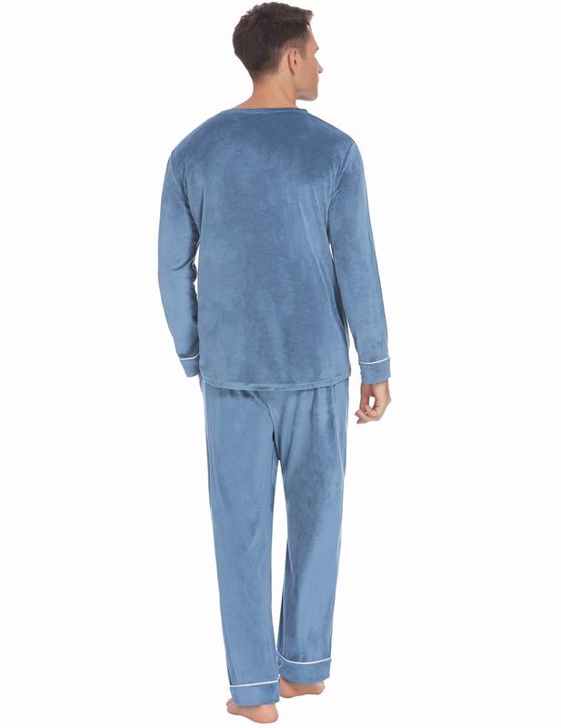 Ekouaer Couples Matching Pajamas Sets Velvet PJs Set for Men and Women Velour Long Sleeve Sleepwear S-XXL