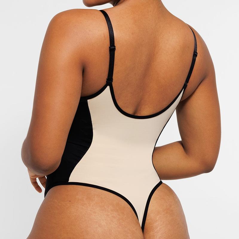 Shapellx Firm Tummy Control With Butt Lifter Shapewear Womenswear & AirSlim Deep Plunge Thong Shaping Bodysuit