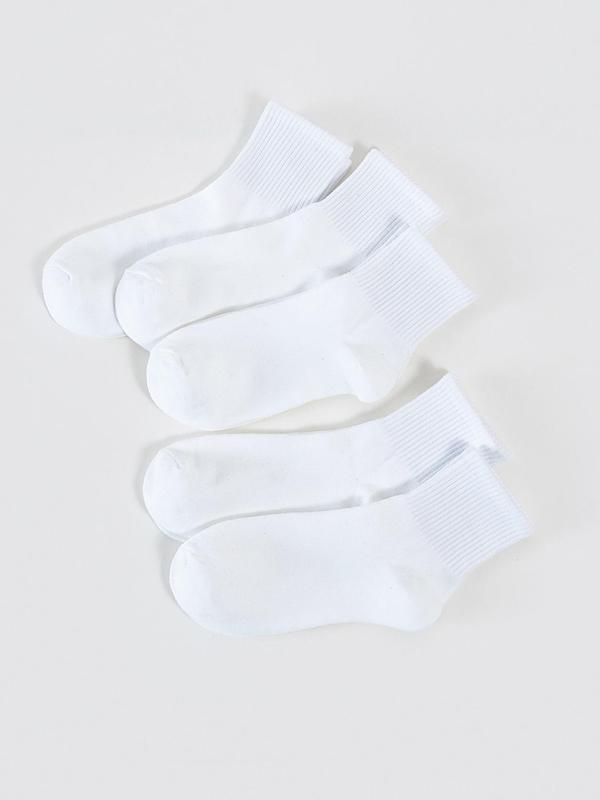 Women's 5 Pairs Solid Crew Socks, Casual Basic Mid-calf Socks, Soft Comfy Breathable Socks For All Seasons Daily Wear