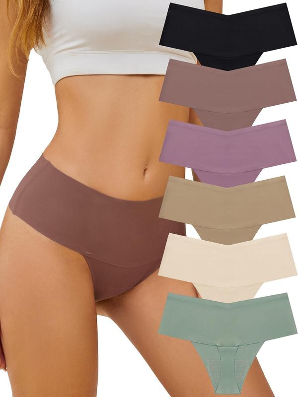 Women's  Solid Color Thong, Soft Comfy Breathable Panty for Daily Wear, Underwear for All Seasons