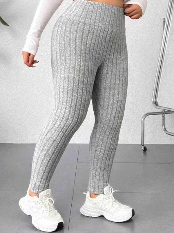  Solid Color High Waist Leggings, Casual Comfy Warm Skinny Pants for Daily Wear, Women's Bottoms for Fall & Winter