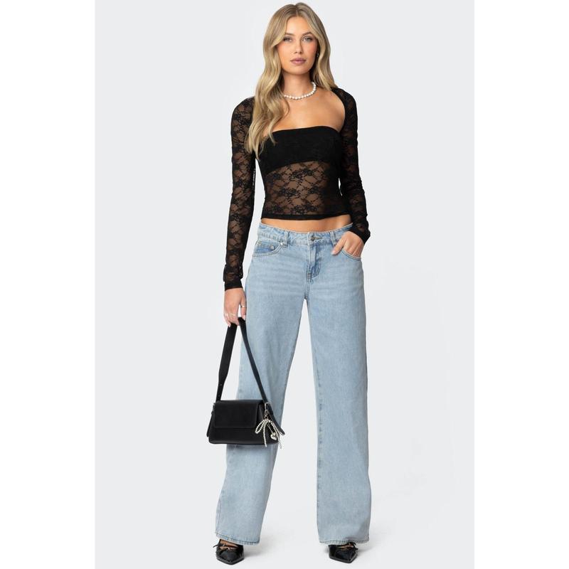 Addison Sheer Lace Two Piece Top