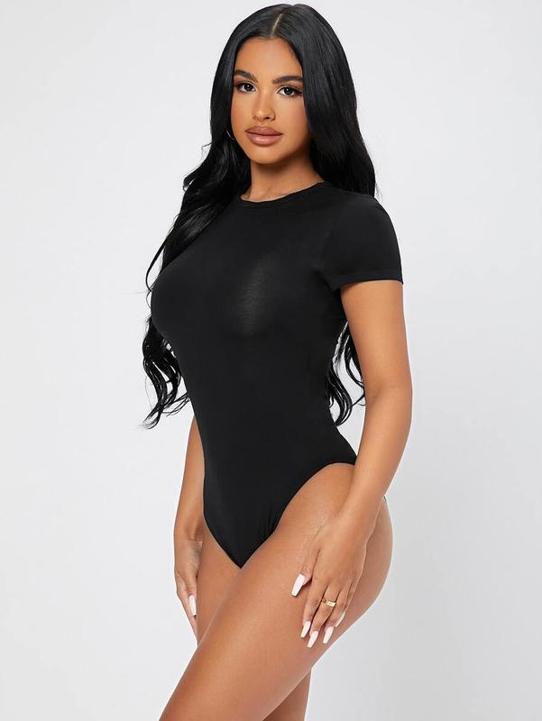 Solid Slim Fit Bodycon Bodysuit