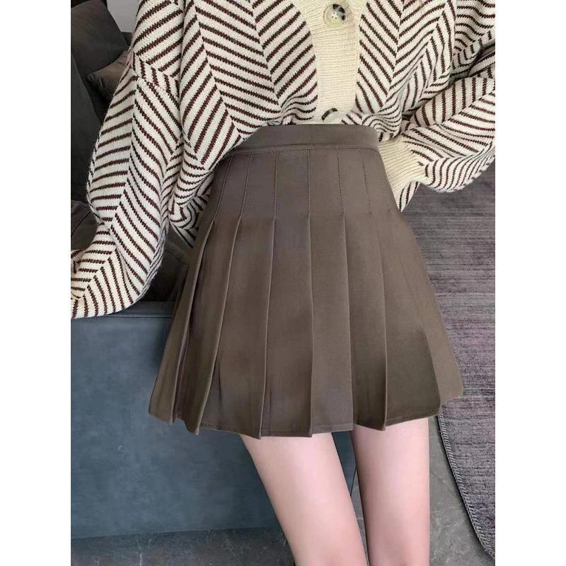 2024 Summer Autumn Korean Fashion Women's Pleated Skirt High-waisted Short Mini Skirt White Black Solid Color  A-shaped Skirts